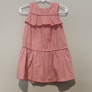 Penelope Mack Pink Metallic-Striped Ruffle Dress